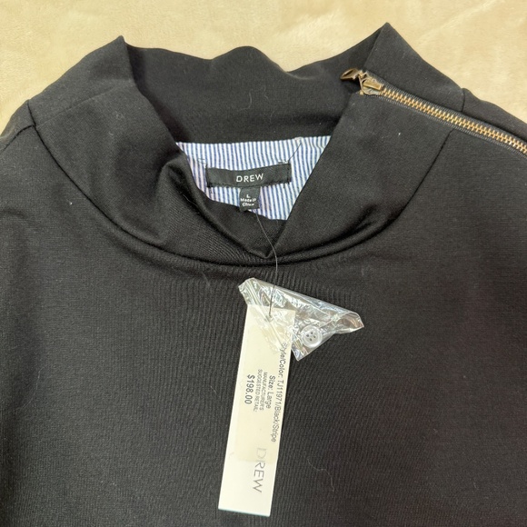 Twofer Black long sleeve mock neck tunic over blue and white stripe - Large - Picture 5 of 16